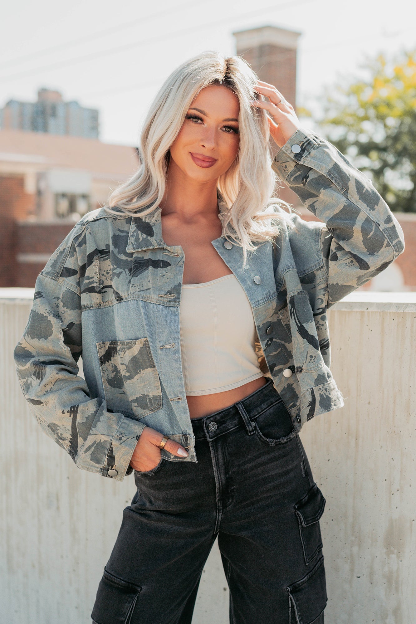Built To Win Distressed Denim POL Jacket (Vintage Camo)