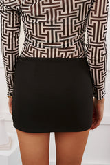 Sparks & Trouble Leg Slit Mini Skirt (Black)
