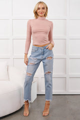 Boone High Rise Distressed Mom Jeans (Light Denim)