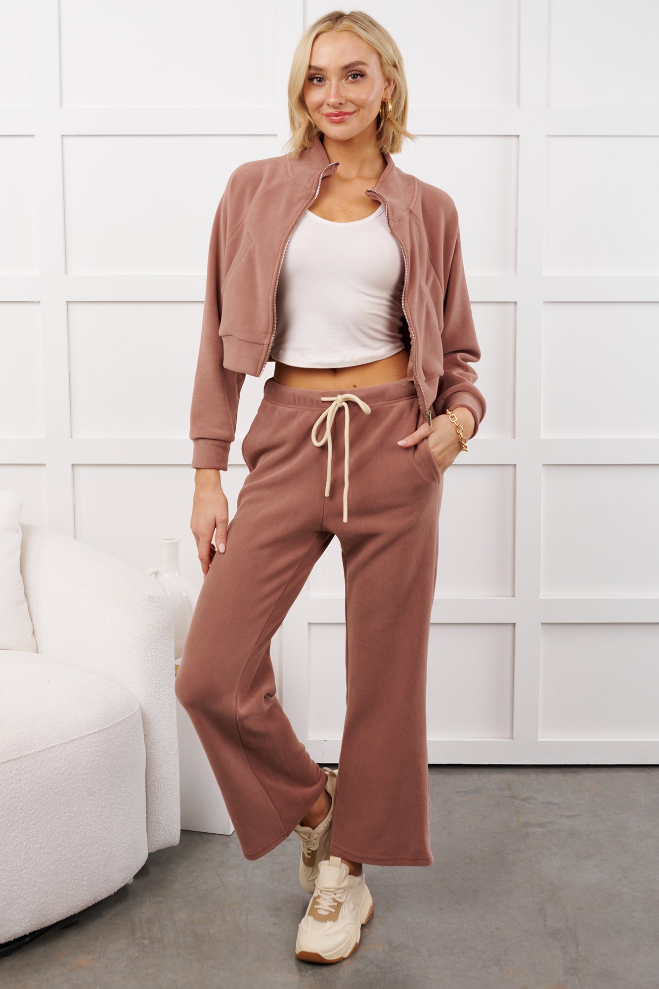 Hey Cutie Fleece Sweatpants (Wood Rose)
