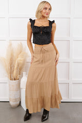 Glamour Season Signature 8 Satin Crop Top (Black)