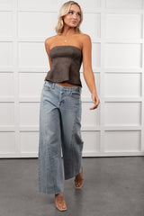 Glenn High Rise Wide Leg Jemina Denim Jeans (Light)