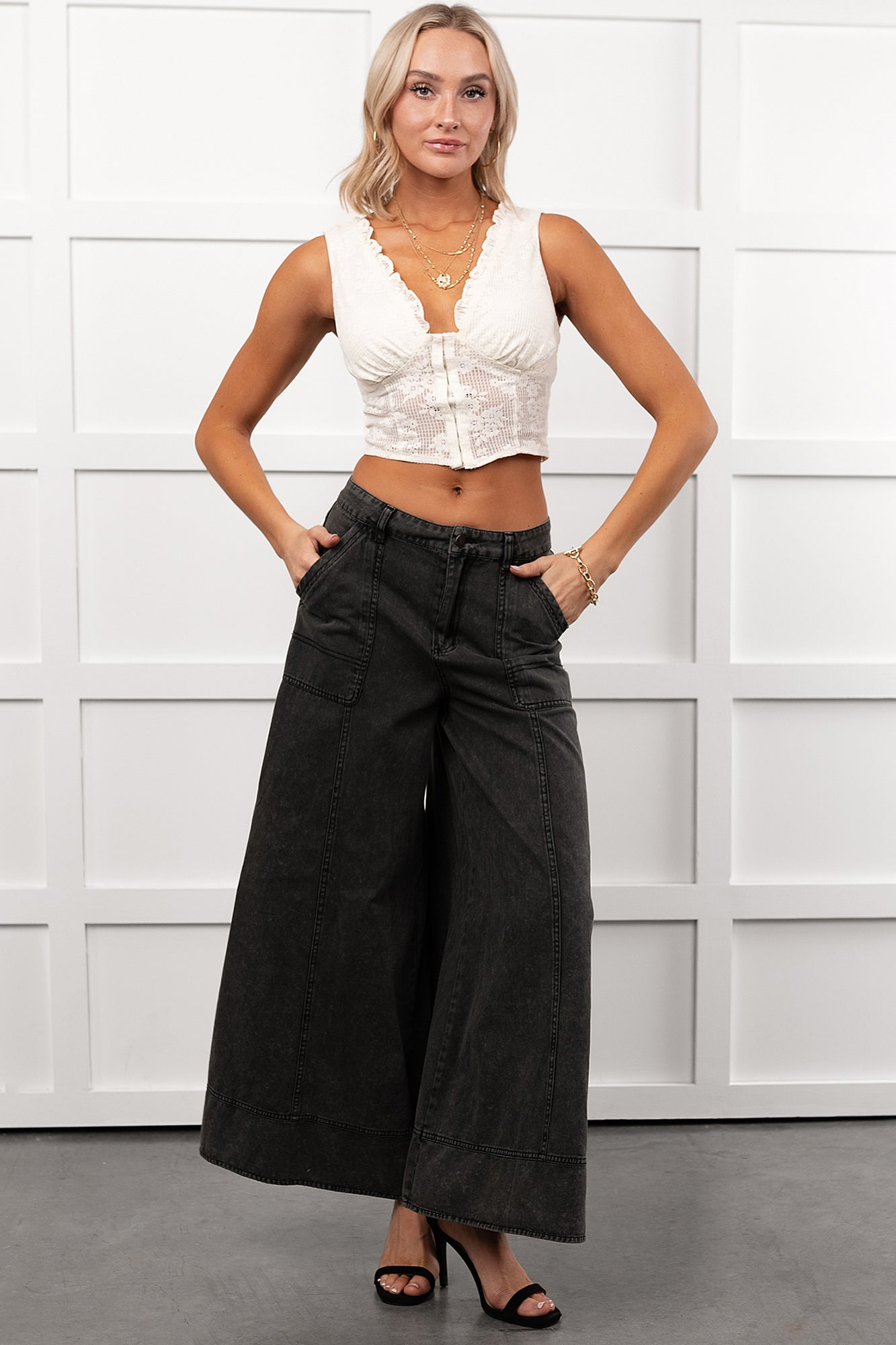 Norris Ultra Wide Leg Mustard Seed Jeans (Charcoal)