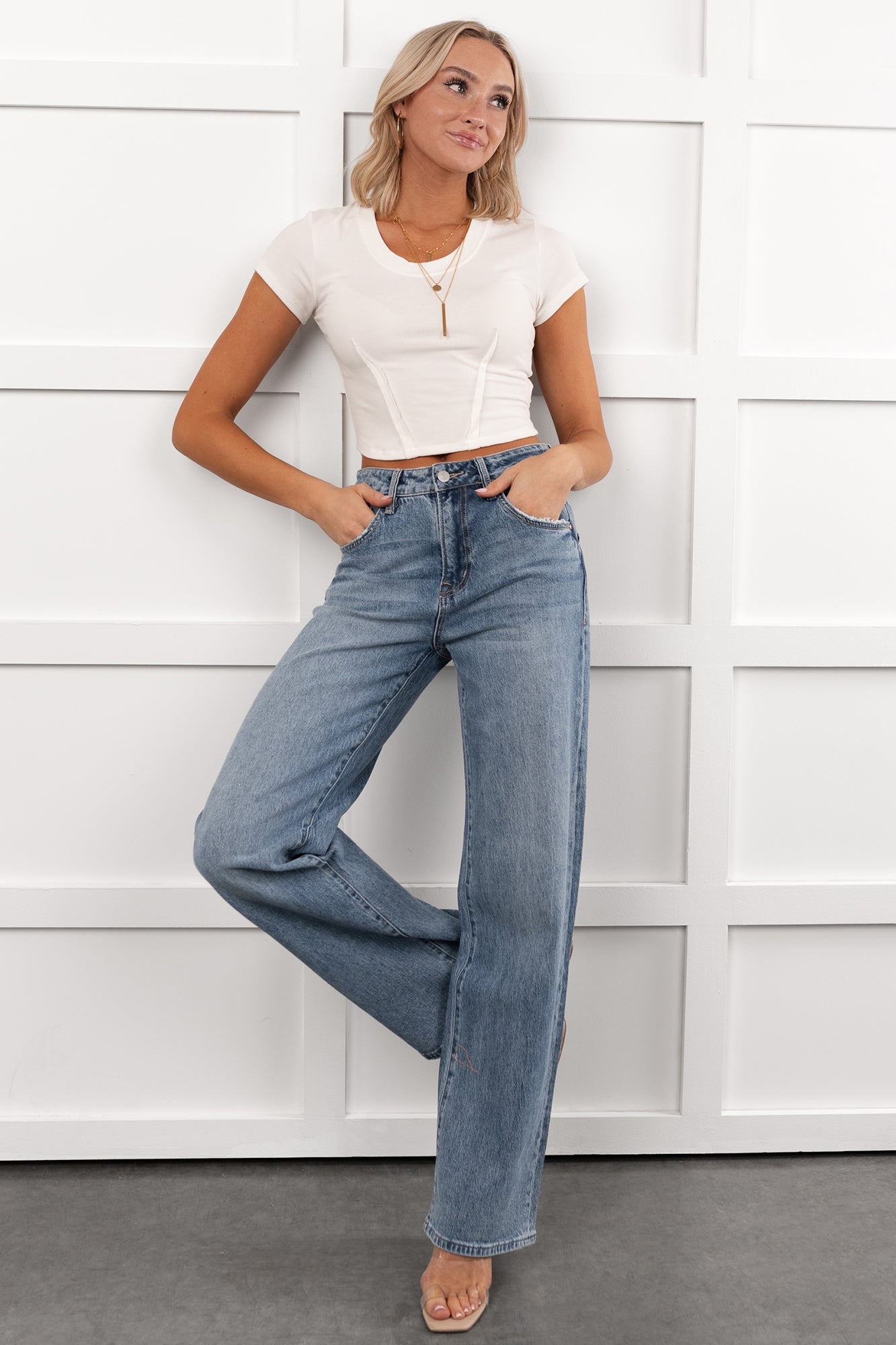 Graysen Wide Leg Mica Denim Jeans (Penn Blue)