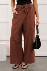Hurley High Rise Wide Leg Mitto Shop Pants (Cocoa)