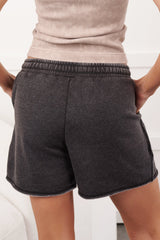 Day Off Vibes Drawstring Waist Shorts (Black)