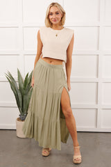 Simply Divided Sleeveless Side Tie Linen Top (Oatmeal)