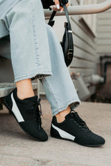 Endurance Edge Lace-Up Faux Suede Sneakers (Black)