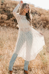 Spirit Dances Sheer Lace Midi Layering Dress (Ecru)