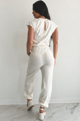 Just The Basics Short Sleeve Jumpsuit (Ivory)