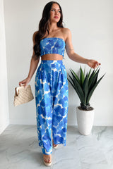 Wandering Freely Two-Piece Bandeau Pant Set (Blue)