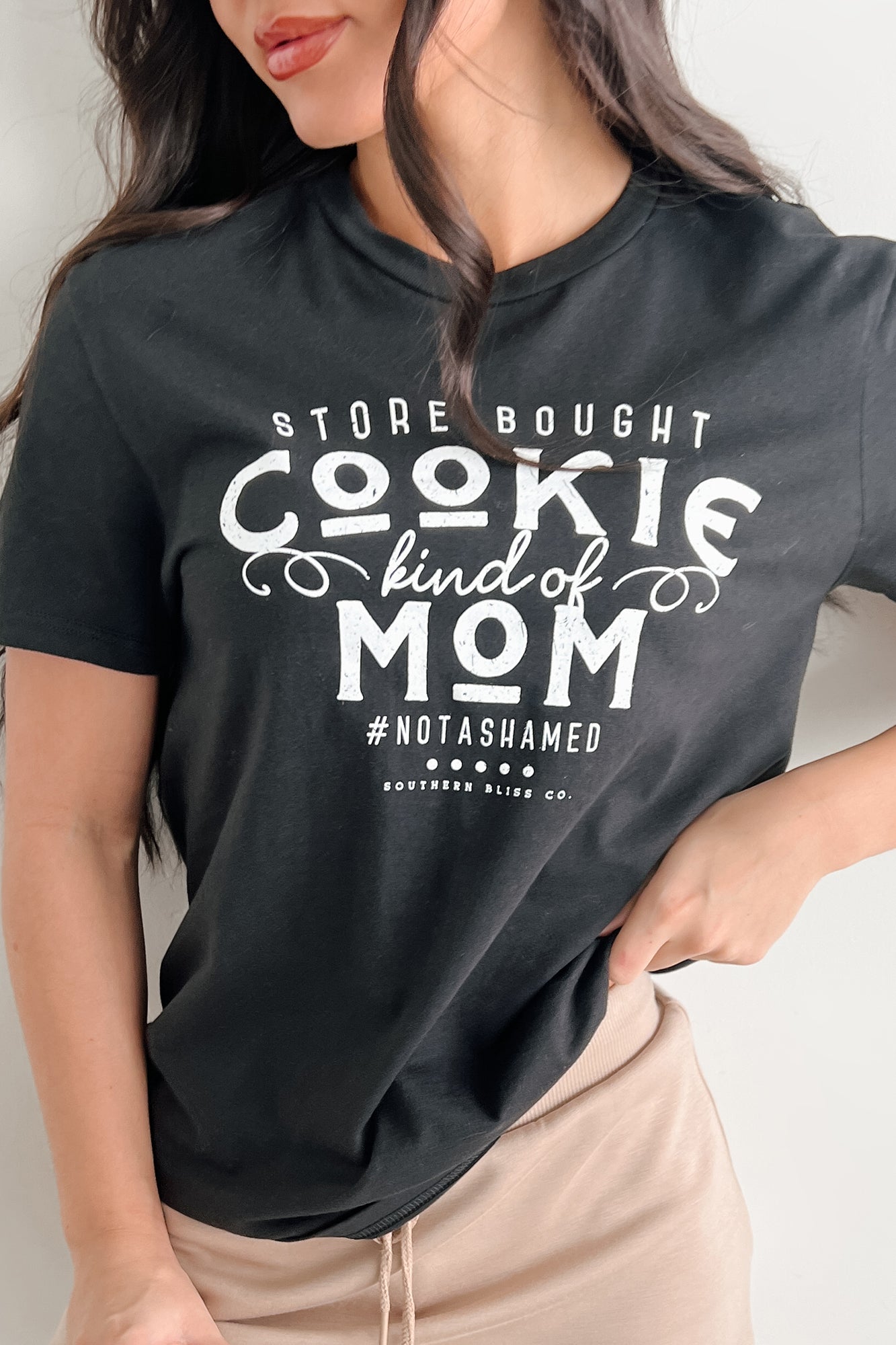 "Store Bought Cookie Kind Of Mom" Graphic T-Shirt (Black)