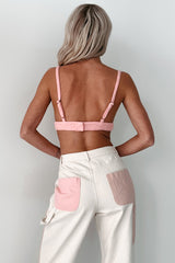 Move To The Music Denim Bralette Top (Pink)