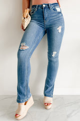 Ellington Distressed Indigo Reign Bootcut Jeans (Medium Light)