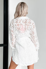 Slice Of Heaven Lace Shirt Dress (White)
