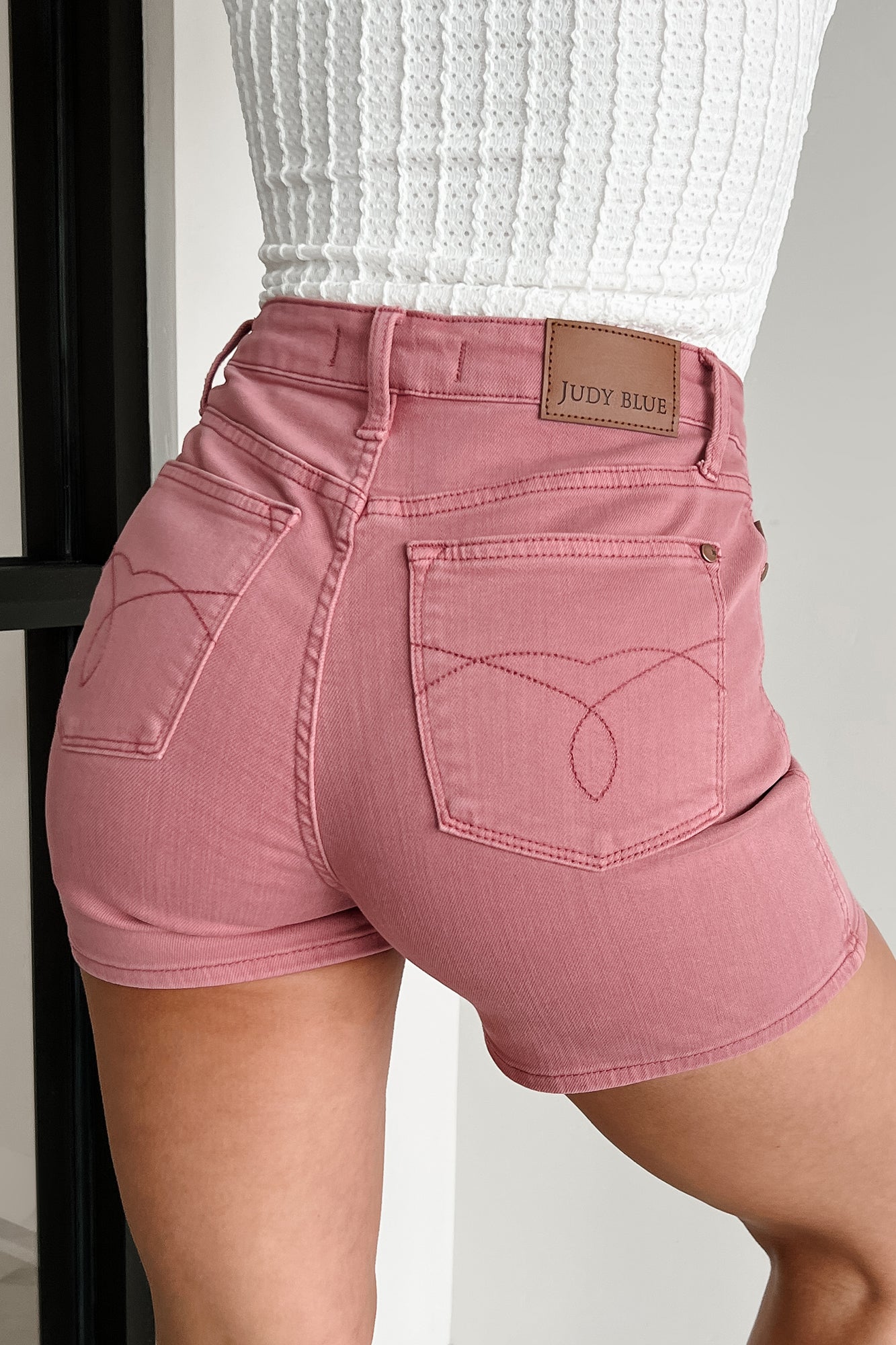 Luanne High Rise Judy Blue Denim Shorts (Rose)