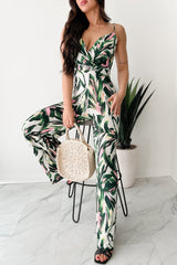 Walking With Fire Printed Surplice Jumpsuit (Multi)