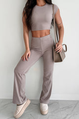 Casually Poised Knit Top & Pants Set (Smoked Eggplant)