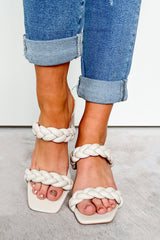 Placing Bets Braided Slip-On Heels (Bone)