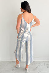 Worn With The Wind Sleeveless Striped Jumpsuit (Ivory/ Blue)