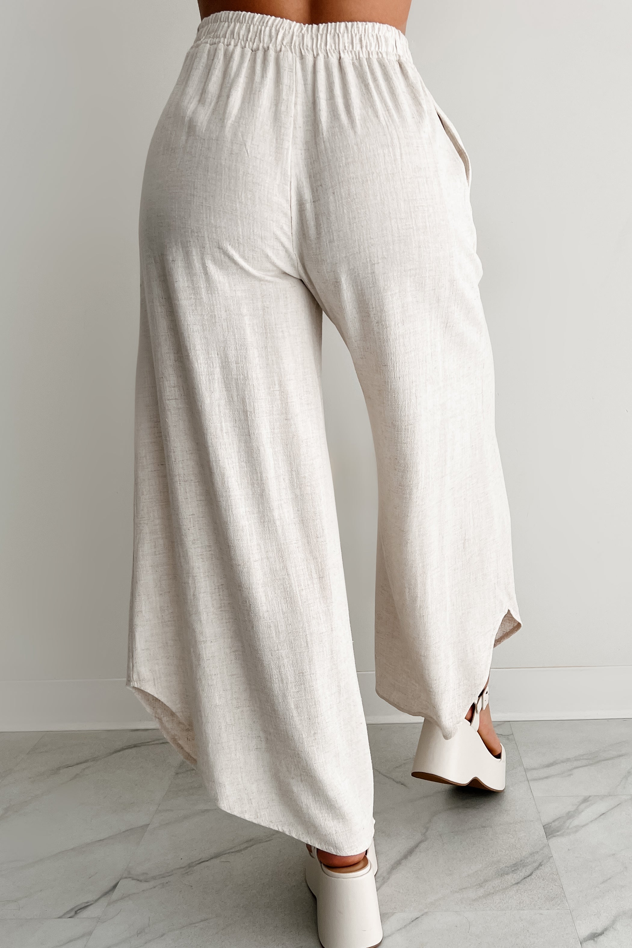 Breezy Hour High Rise Linen Pants (Oat)
