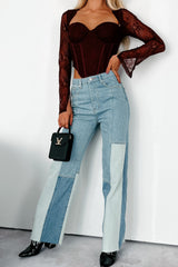 Fueled By Art High Rise Colorblock Jeans (Denim Multi)