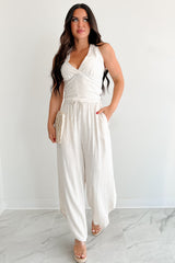 Breezy Hour High Rise Linen Pants (Oat)