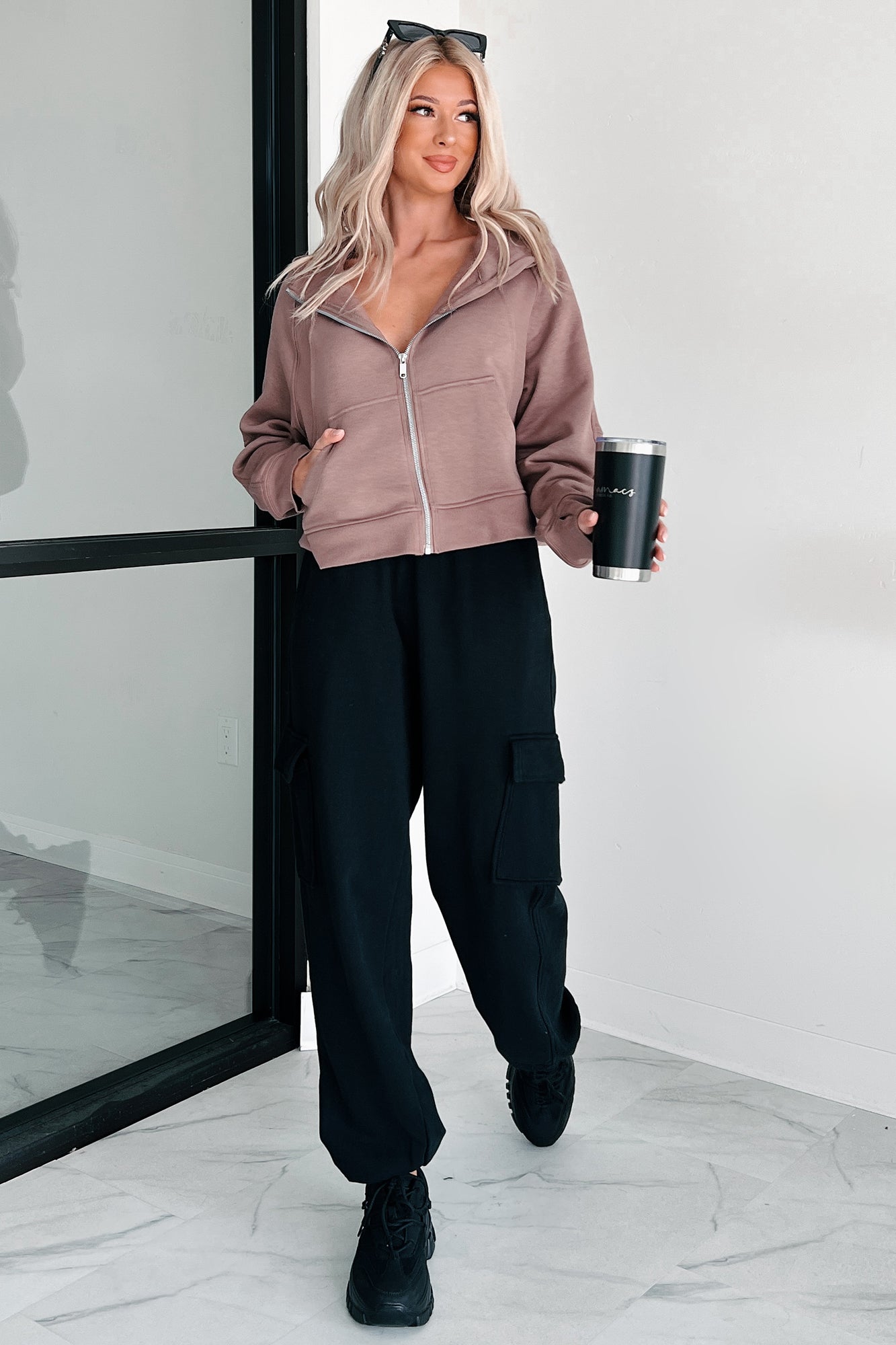 Miles Ahead Zip-Up Hoodie (Truffle)