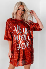 "All You Need Is Love" Sequin Mini Dress (Red)