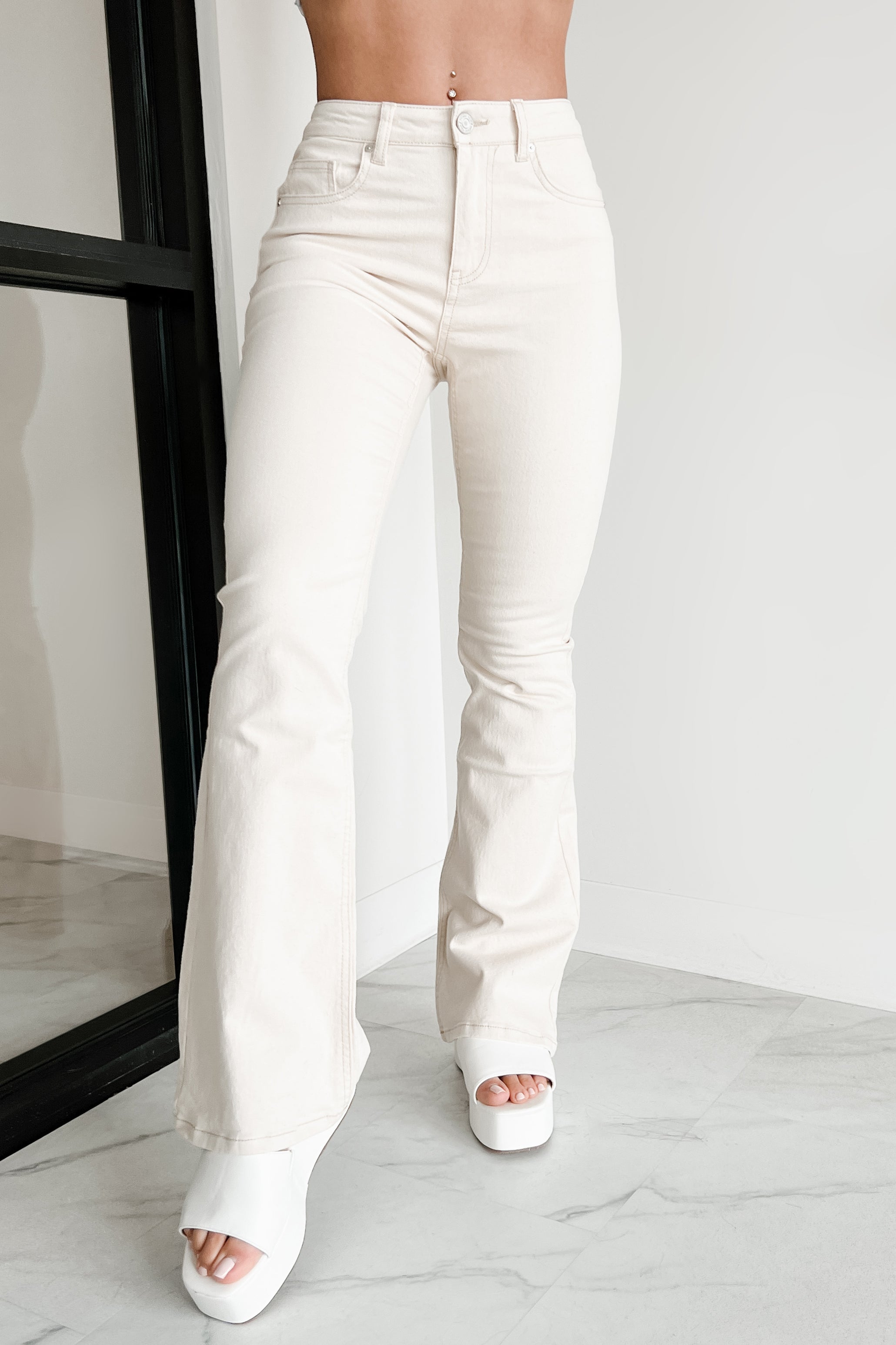 Minka High Rise Flare Indigo Reign Jeans (Khaki)