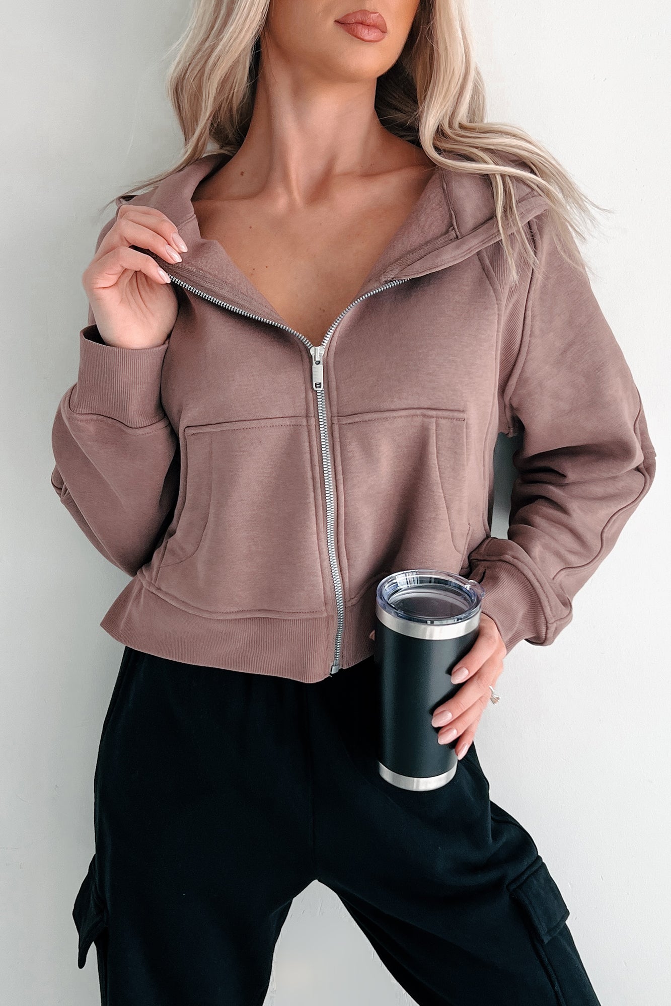 Miles Ahead Zip-Up Hoodie (Truffle)