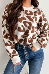 Authentic Affection Animal Print Sweater (Cream/Brown)