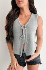 Girls' Night In Tie Front Sweater Vest (Heather Grey)