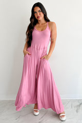 Cloud Naps Sleeveless Cross Back Jumpsuit (Pink)