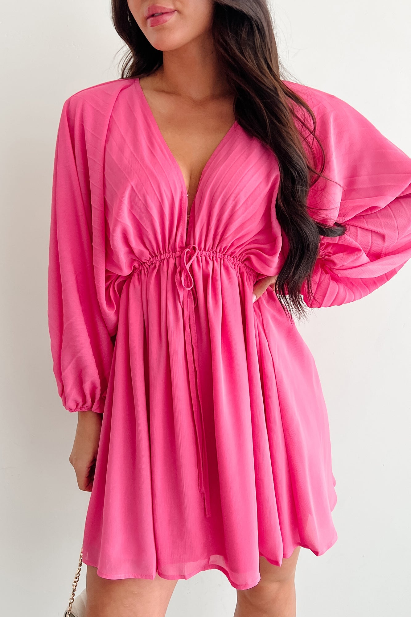 Fearless Charm Long Sleeve Mini Dress (Bubblegum)