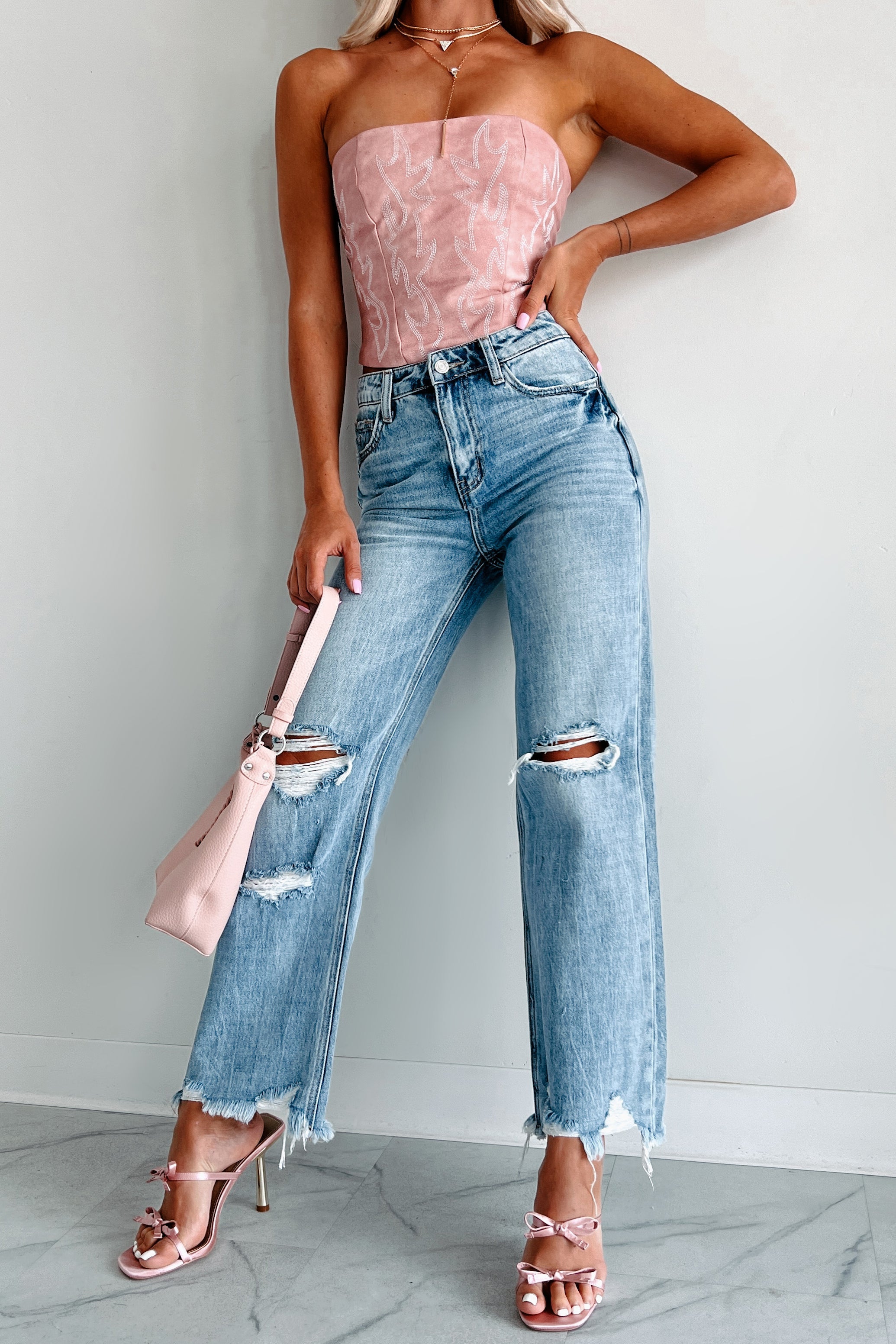 Redeemed High Rise Distressed 90's Flare Vervet Jeans (Medium)
