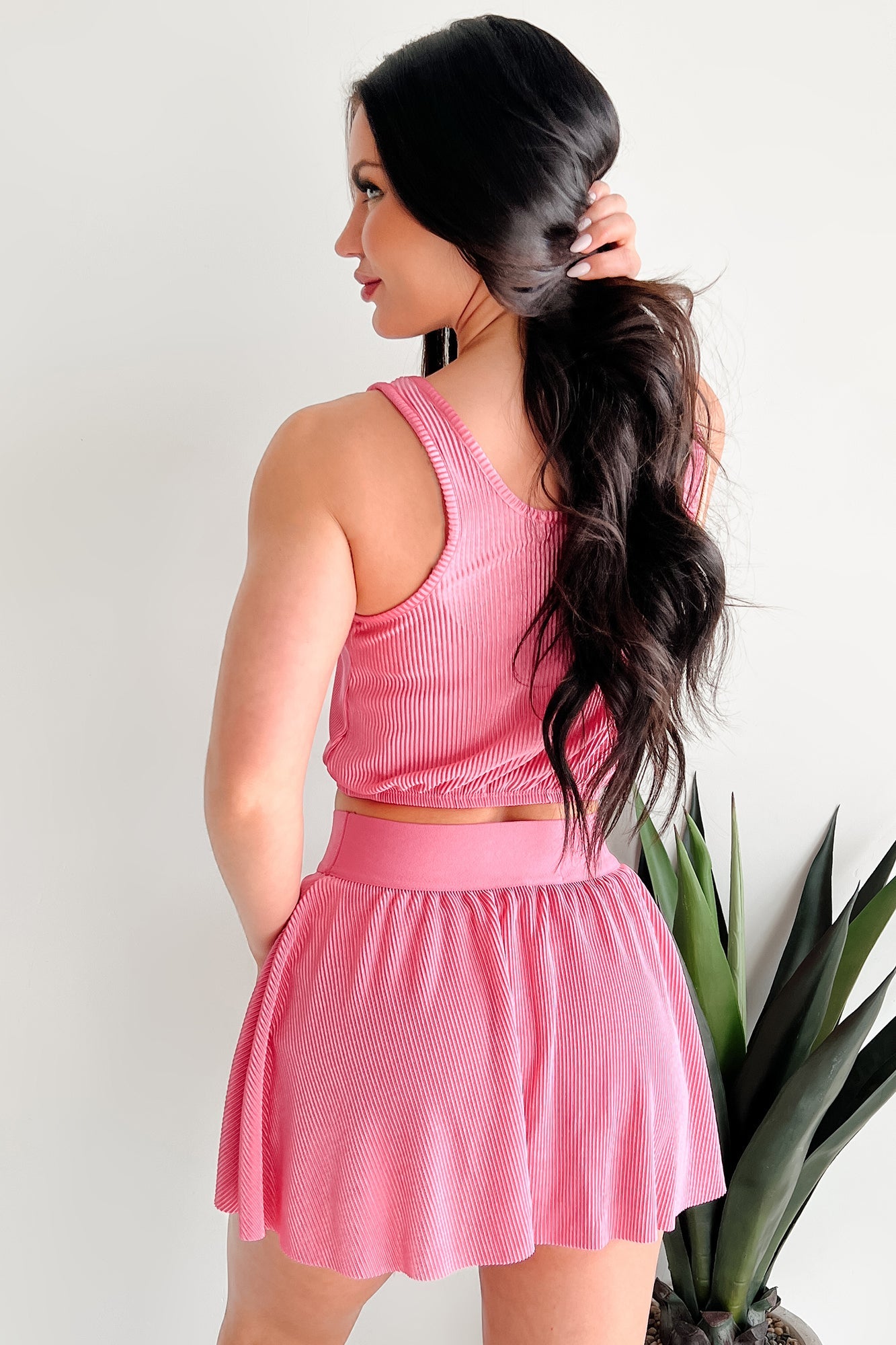 Summer Nights Crop Top & Mini Skirt Set (Pink)