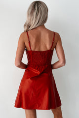 Simmering Looks Faux Leather Mini Dress (Red)