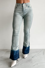 Jett High Rise Dip Dye Indigo Reign Flare Jeans (Light Wash)