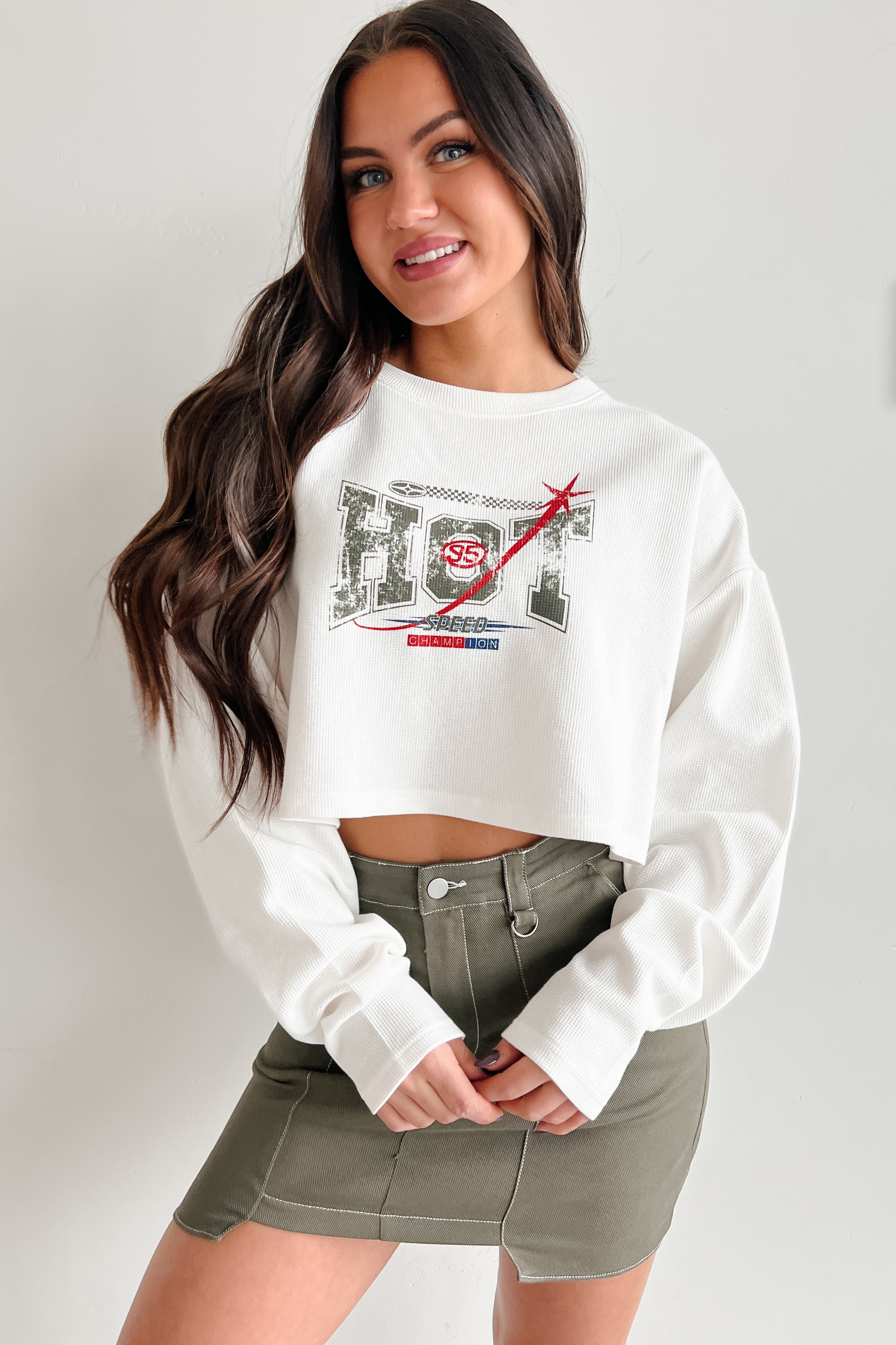 "Hot Speed Champion" Thermal Graphic Top (Ivory)