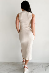 Made For You Mock Neck Sleeveless Maxi Dress (Light Sand)