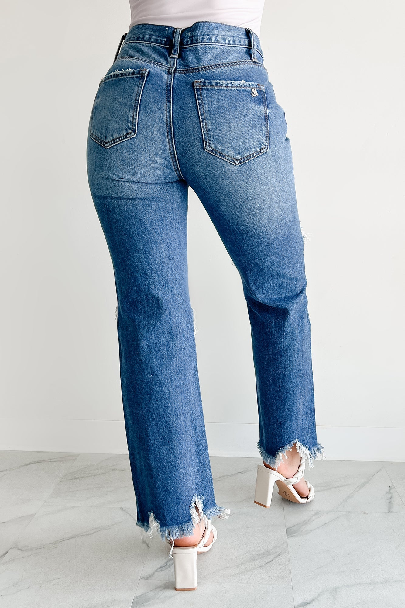 Alexandra Distressed Straight Leg Special A Jeans (Medium Dark)