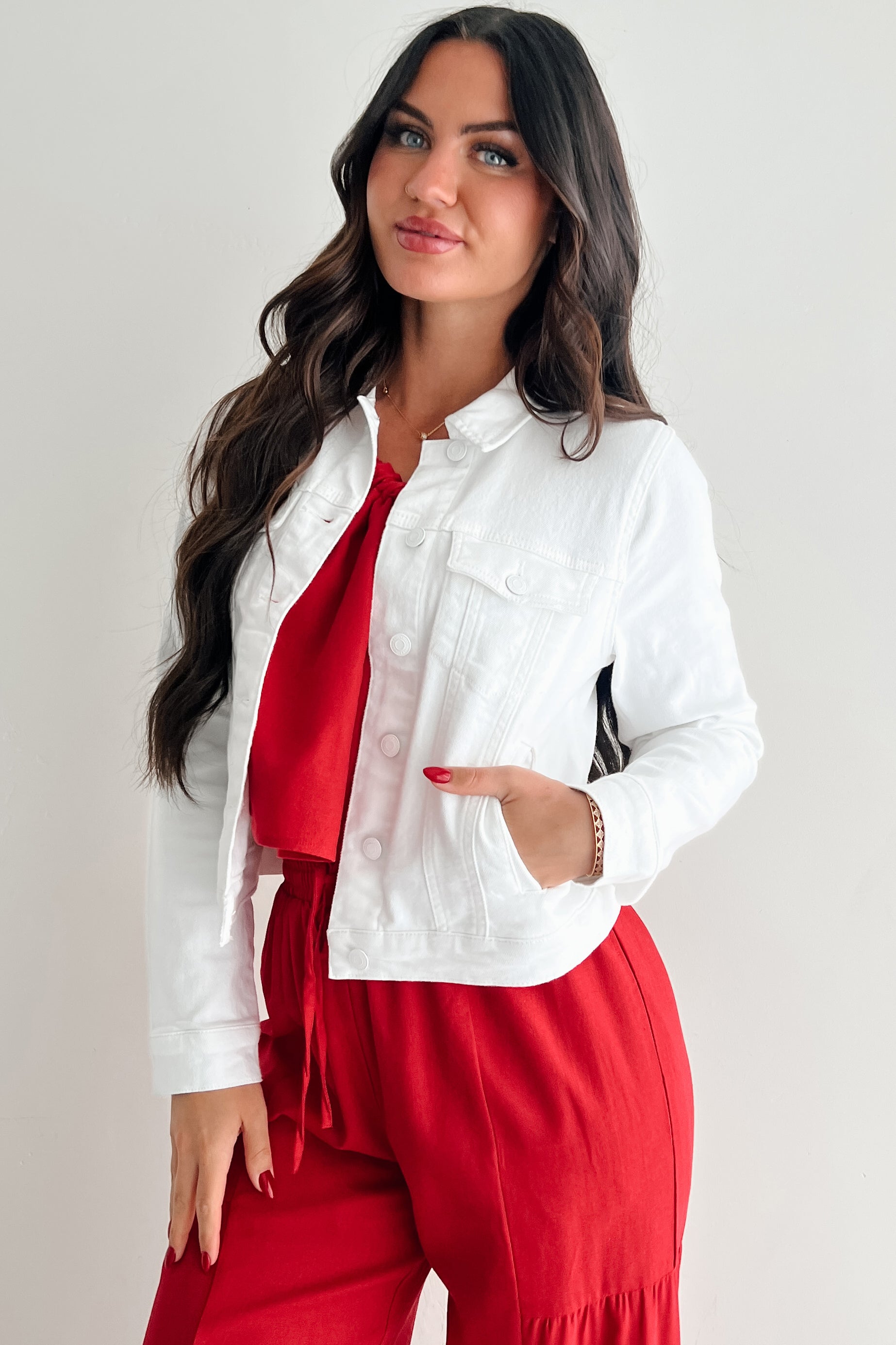Classy In Cotton Eunina Denim Jacket (White)