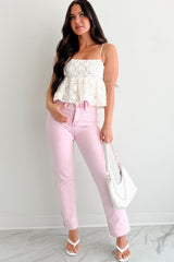 Modern Icon Textured Floral Babydoll Tank (Cream)