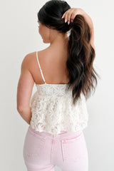 Modern Icon Textured Floral Babydoll Tank (Cream)