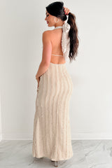 Runway Heart Halter Lace Maxi Dress (Vanilla)