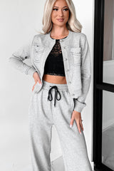 Classy Yet Comfy Button-Up Top (Melange Grey)