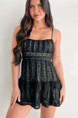 Heart's Desire Floral Lace Mini Dress (Black)