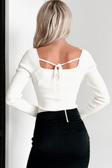 Nayelli Sweater Knit Pearl Detail Bodysuit (Ivory)
