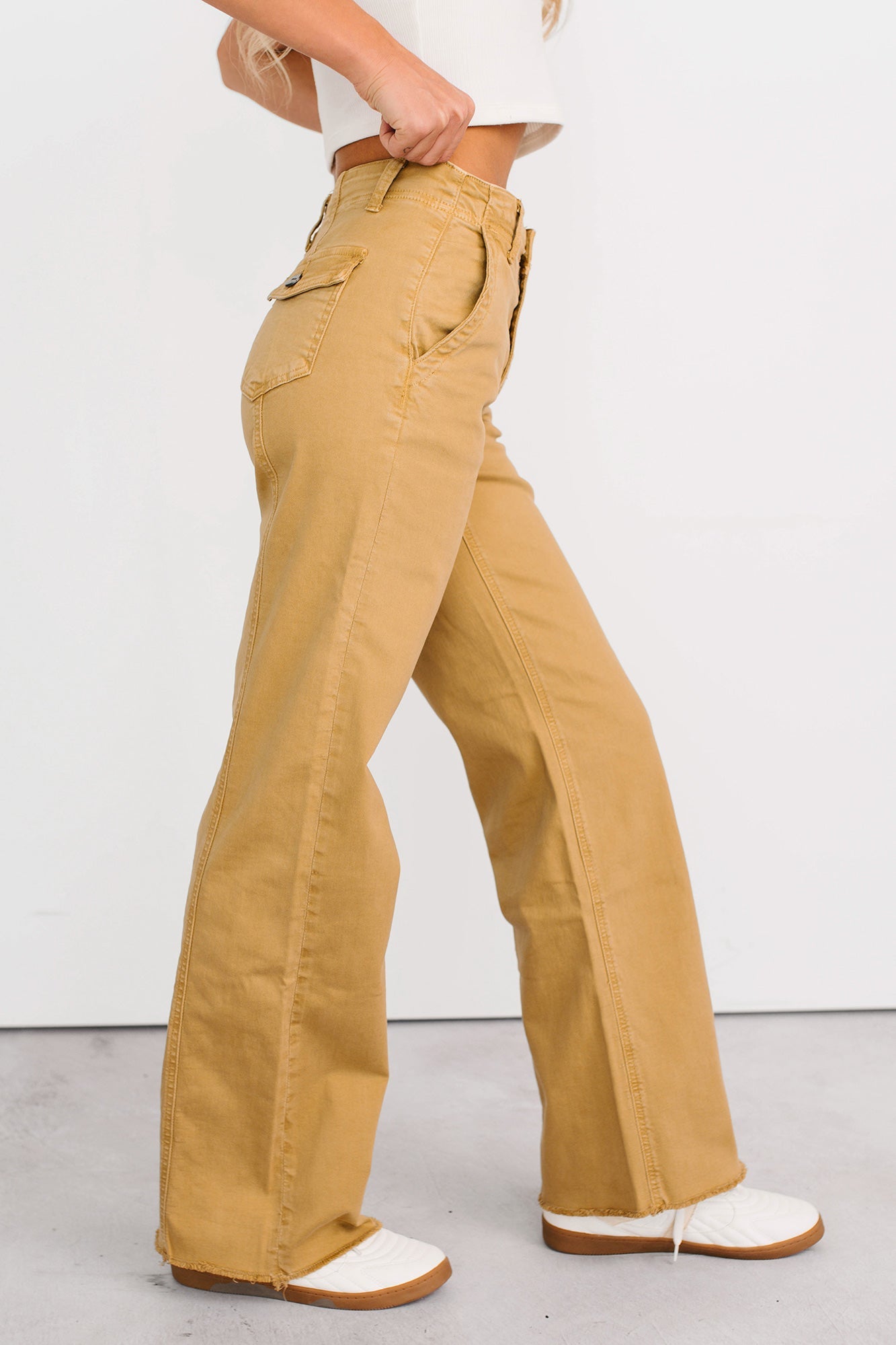 Heath Wide Leg High Rise Mica Denim Jeans (Camel)